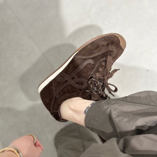 Damen modische Sneakers aus hochwertigem Wildleder mit individuell verstellbaren Schnürsenkeln R&B