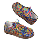 Damen Freizeitschuhe mit buntem Muster und bequemer Gummi-Sohle R&B