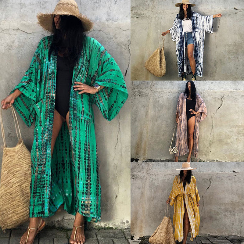 Damen modischer Strandkimono mit ästhetischem Muster Heidi Mode