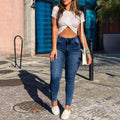 Damen Skinny Cargo-Jeans mit hohem Bund und funktionalen Seitentaschen R&B