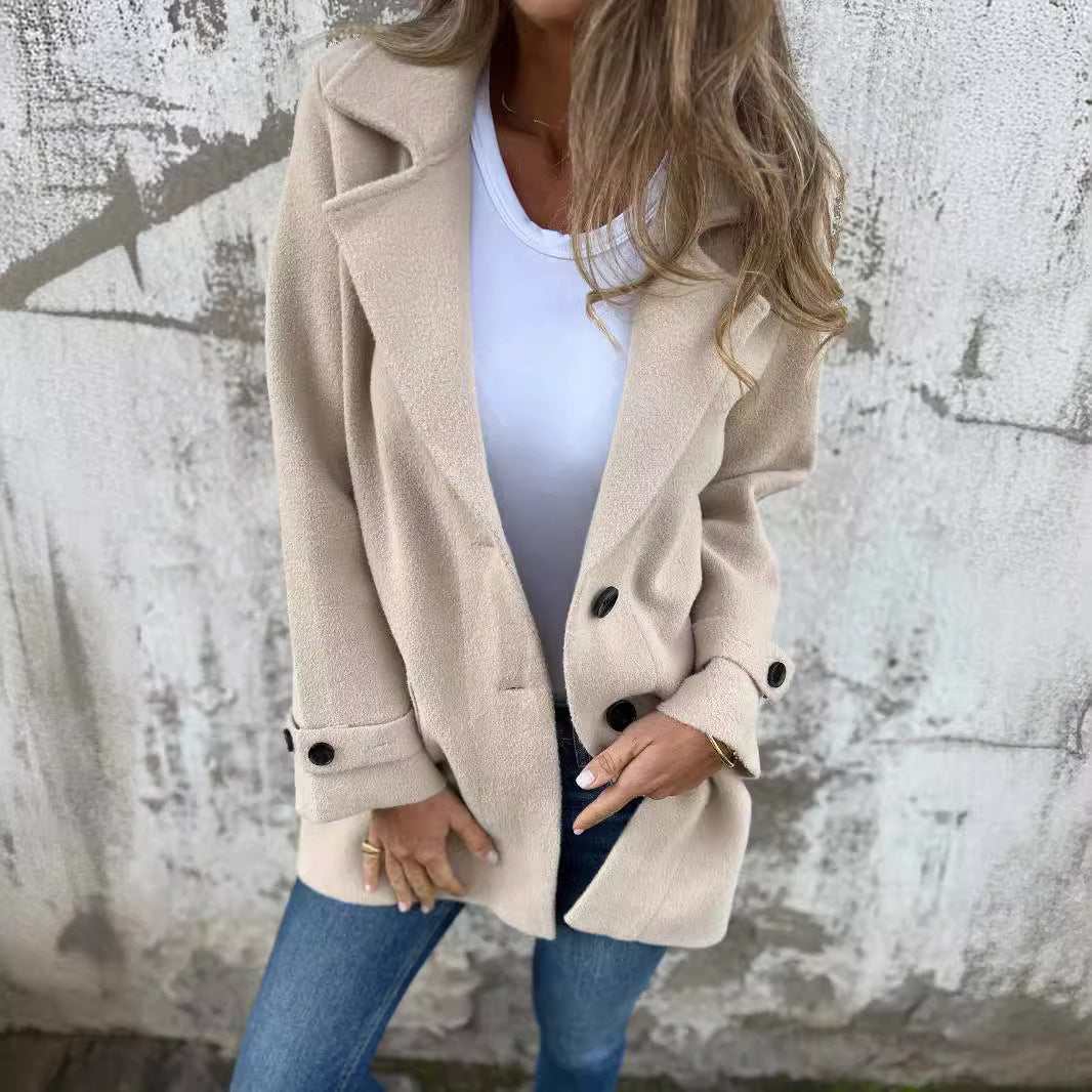 Damen Modischer Oversized-Mantel mit modernen Knopfdetails R&B