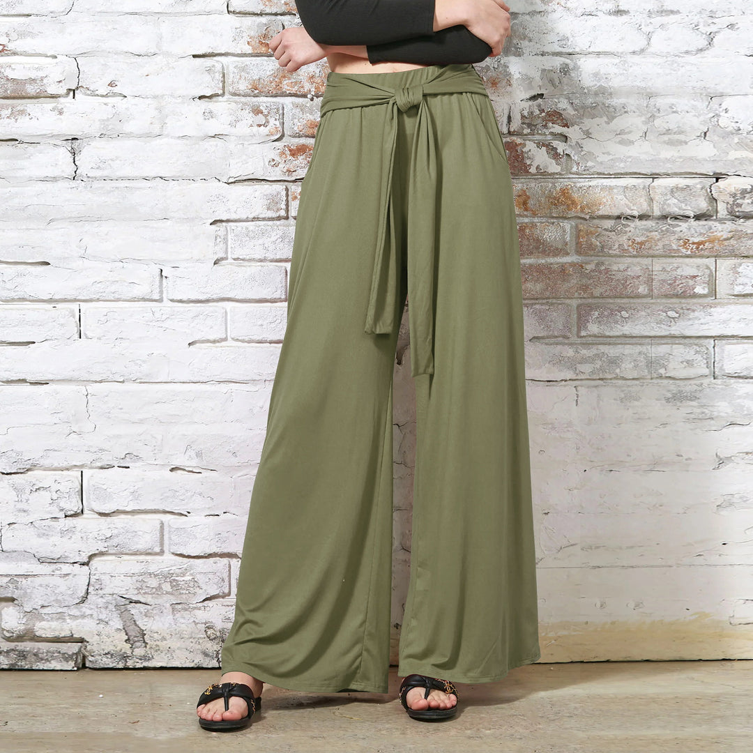 Damen Weit geschnittene Sommerhose mit hochwertigem Bund und eleganter Schleifendetail R&B