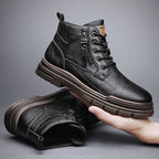 Damen Robuste Lederstiefel mit praktischem Reißverschluss und dämpfender Sohle R&B