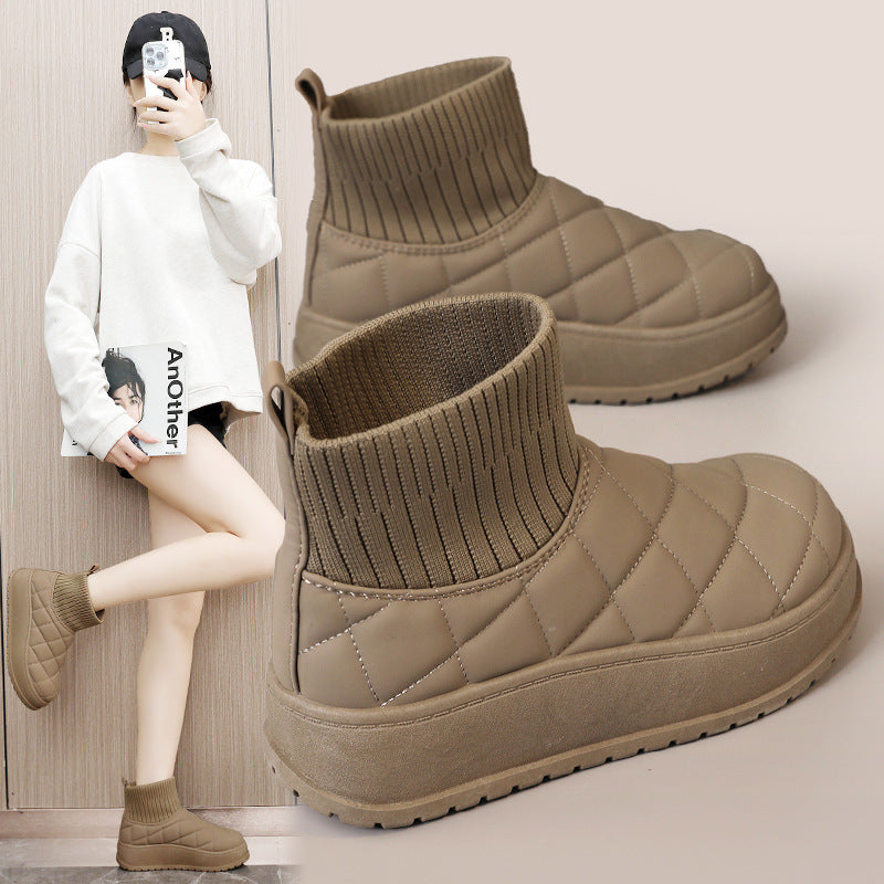 Damen modische Steppschuhe mit hohem Kragen und rutschfester Sohle R&B