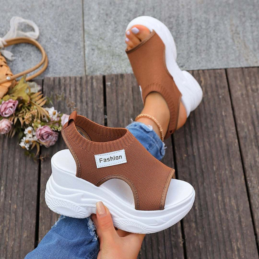 Damen Plateausandalen mit elastischem Oberschuh und modernem Design R&B