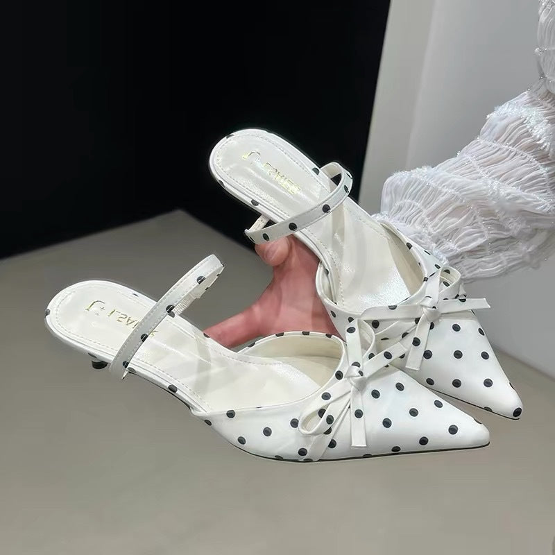 Damen Slingback Pumps mit eleganter Schleifenapplikation und modischem Punktedesign EB