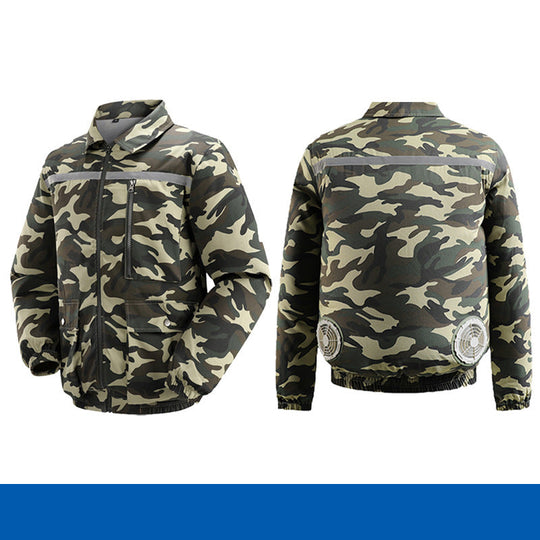 Herren nan belüftete Kühlarbeitsjacke mit seitlichen USB-Lüftern, reflektierendem Bruststreifen und multifunktionalen Taschen R&B