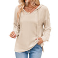 Damen lässiger Sweater mit V-Ausschnitt und Kordelzug R&B
