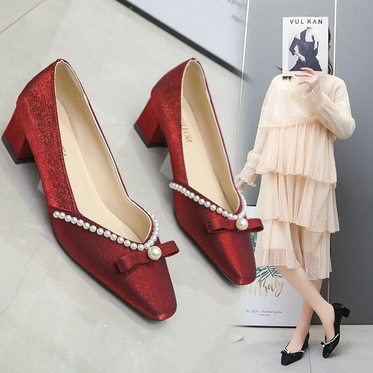 Damen elegante Pumps mit dekorativer Perlenverzierung R&B