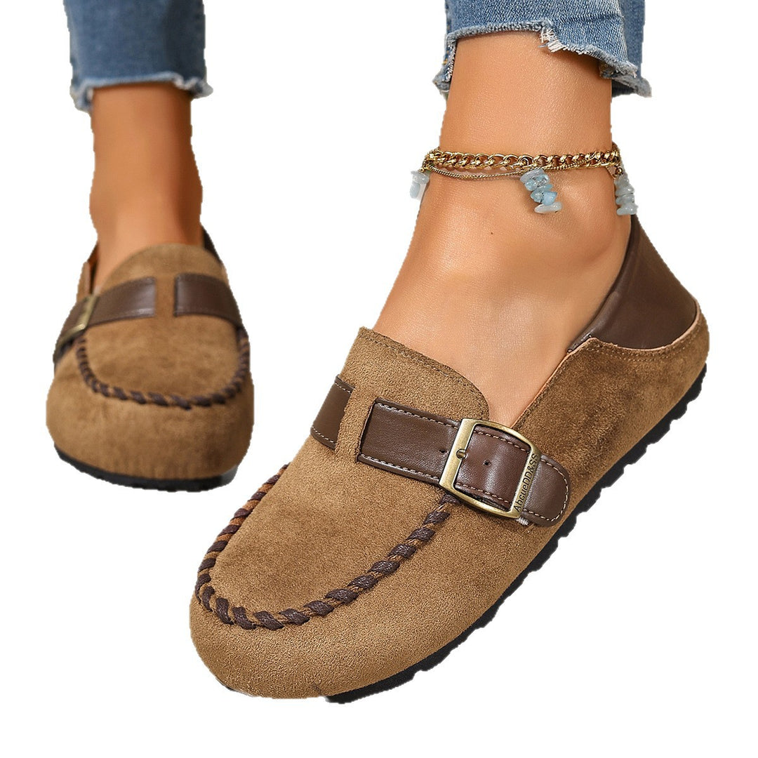 Damen Bequeme Mokassins mit animalischem Print und dekorativem Schnallen-Detail R&B