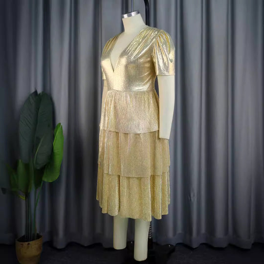 Damen Glänzendes Abendkleid mit voluminösem Rüschendesign R&B