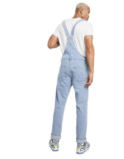 Herren Denim-Latzhose mit lässigen Destroyed-Details R&B