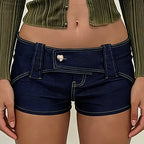 Damen Denim-Shorts mit hohem Tailleinsatz und modischen Akzenten R&B