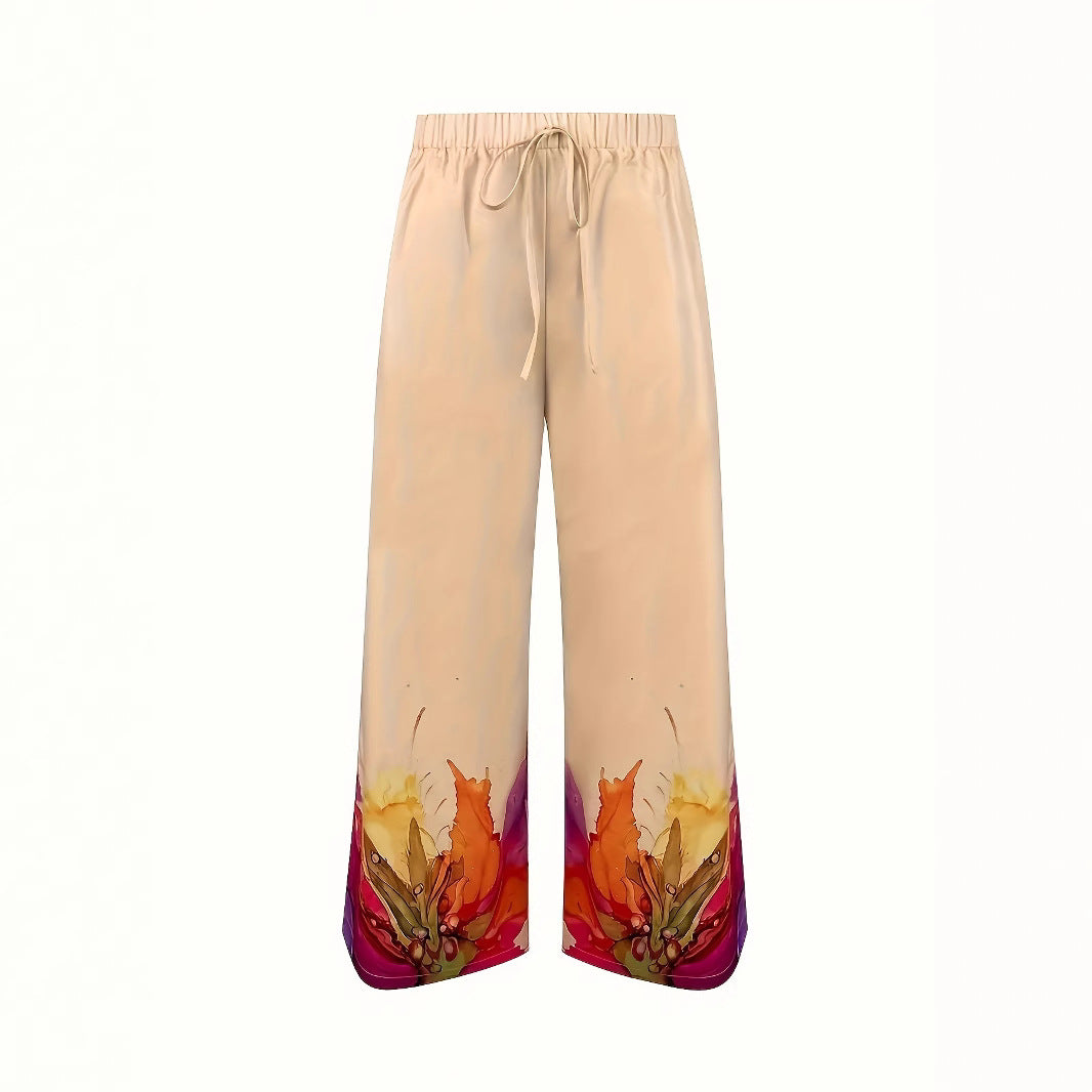 Damen Set mit farbenfrohem Blumenmuster und weiten Beinen R&B