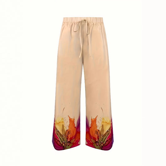 Damen Set mit farbenfrohem Blumenmuster und weiten Beinen R&B