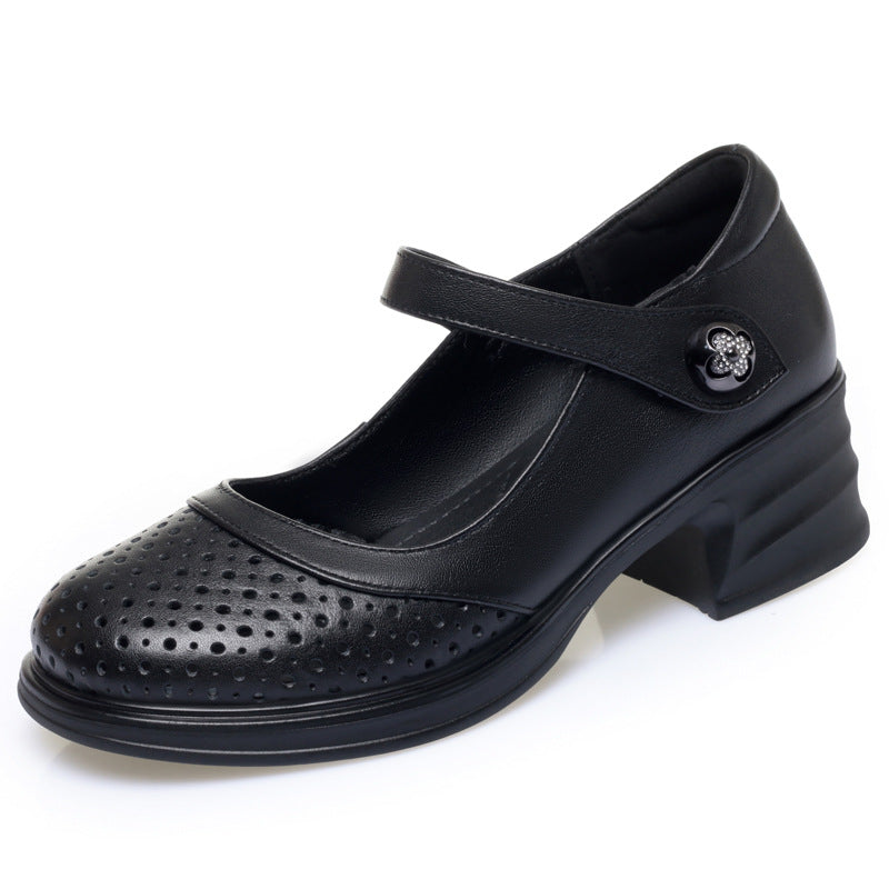 Damen Mary Jane Schuhe mit dekorativer Schnalle und atmungsaktiver Oberflächenstruktur R&B