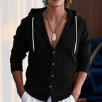 Herren lässige Freizeitjacke mit Kapuze und Knopfleiste R&B