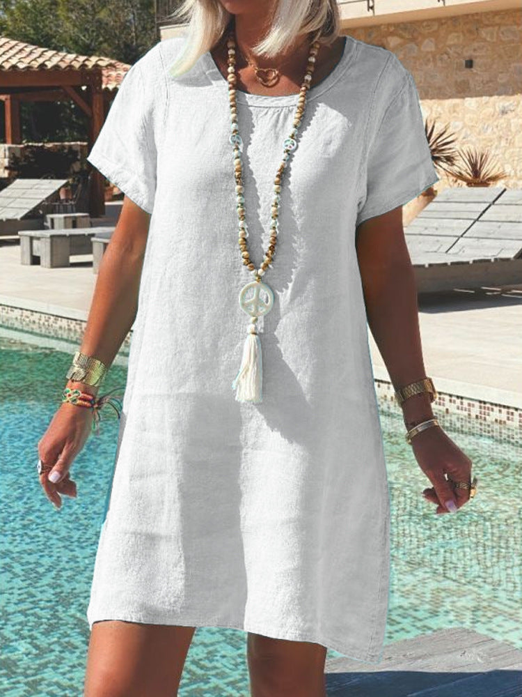 Damen Leichtes Strandkleid aus atmungsaktivem Leinen R&B