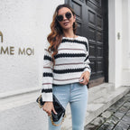 Damen Strickpullover mit modischem Streifenmuster R&B