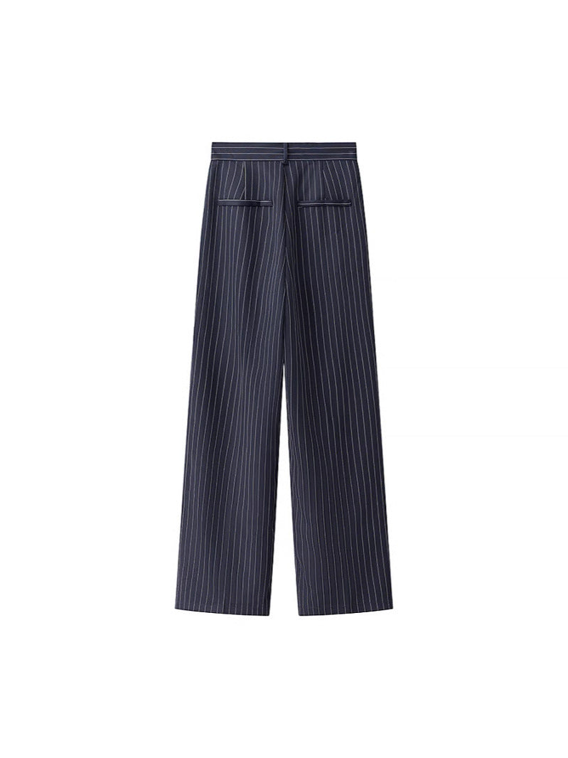 Damen weite Hochbund-Hose mit eleganten Streifen R&B