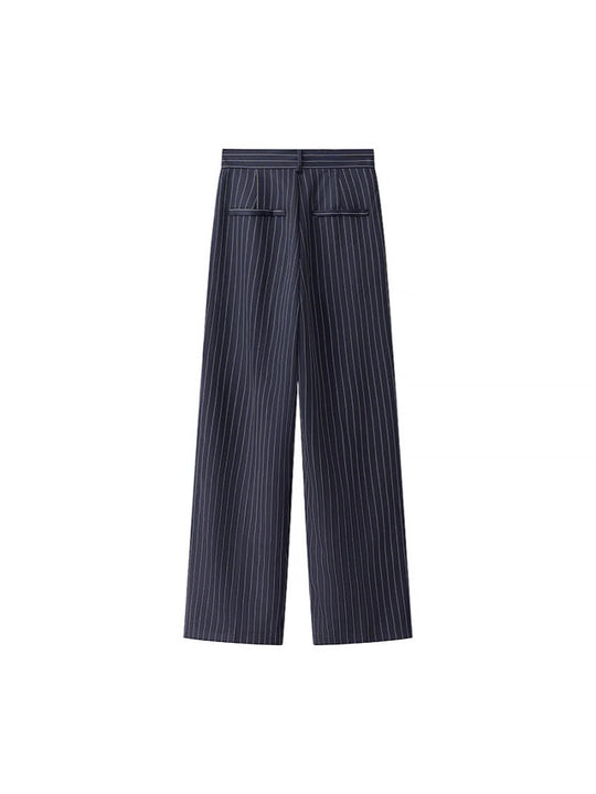 Damen weite Hochbund-Hose mit eleganten Streifen R&B