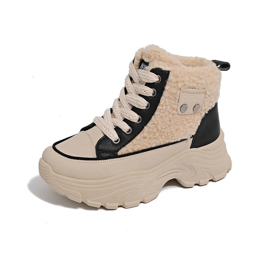 Damen warme High-Top Sneakers mit Teddyfutter R&B