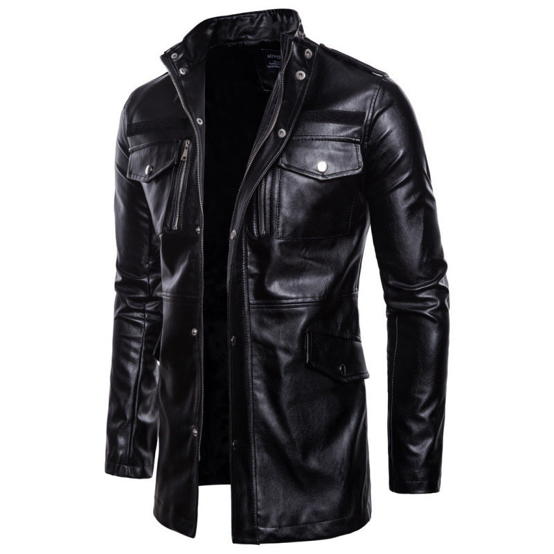 Herren Lederjacke mit Zipper-Taschen