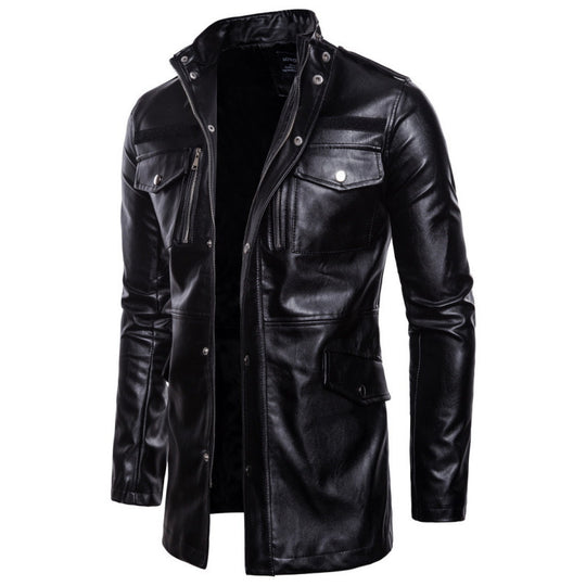 Herren Lederjacke mit Zipper-Taschen