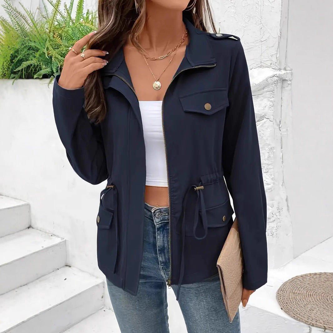 Damen Übergangsjacke mit verstellbarem Taillenzug und praktischen Taschen R&B