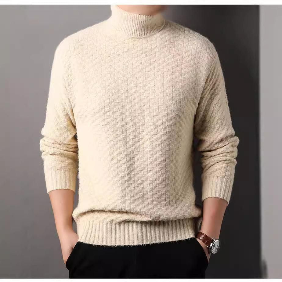 Herren Strickpullover mit hohem Kragen und strukturiertem Design R&B