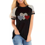 Damen T-Shirt mit Herzmotiv und modischem Streifenmix R&B