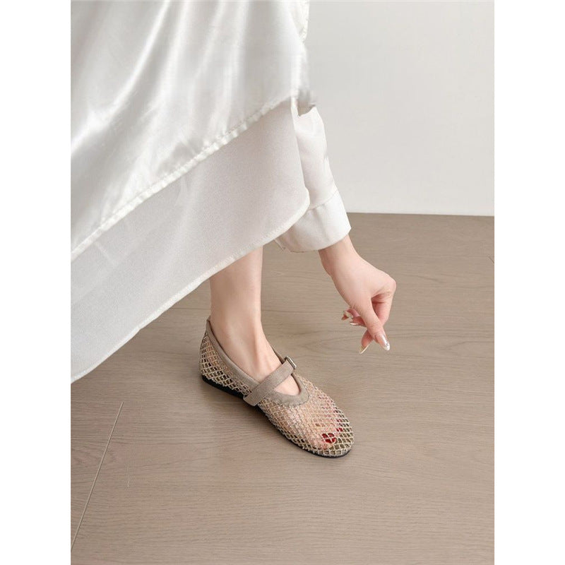 Damen modische Netz-Mary-Jane-Schuhe mit eleganter Schnalle R&B