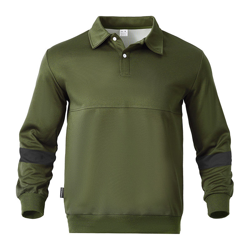 Herren sportlicher Langarm-Polo mit modernem Design und Kontrastärmel R&B