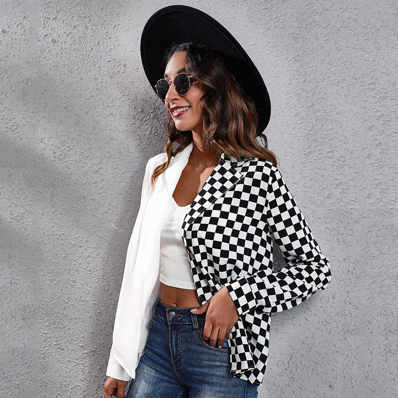 Damen Blazer mit asymmetrischem Karomuster und elegantem Schnitt R&B
