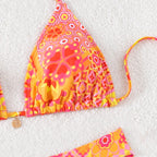 Damen Triangel-Bikini mit einzigartigem Mosaik-Muster und verstellbaren BindR&Bändern R&B