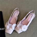 Damen Slingback Schuhe mit floralen Applikationen und komfortablem Absatz R&B