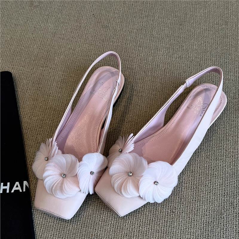 Damen Slingback Schuhe mit floralen Applikationen und komfortablem Absatz R&B