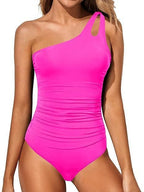 Damen Einseitiger Badeanzug mit Leopardenmuster R&B