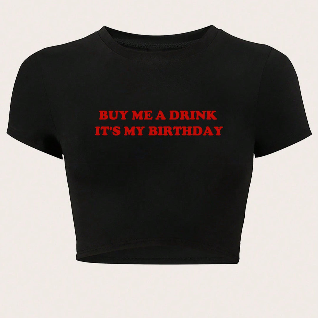 Damen Crop-Oberteil mit humorvollem Statementdruck R&B