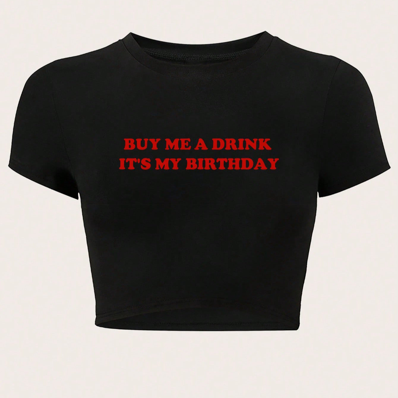 Damen Crop-Oberteil mit humorvollem Statementdruck R&B