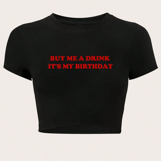 Damen Crop-Oberteil mit humorvollem Statementdruck R&B