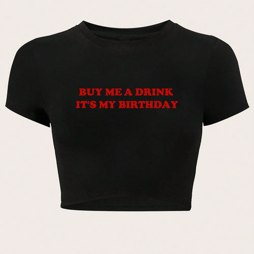 Damen Crop-Oberteil mit humorvollem Statementdruck R&B