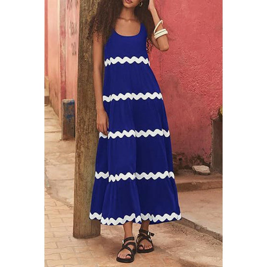 Damen Sommermaxikleid mit wellenförmigem Design R&B