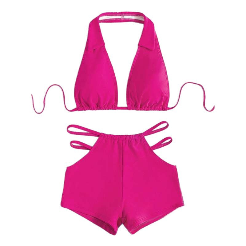 Damen Sport-Bikini mit hohem Bund und verstellbaren Trägern