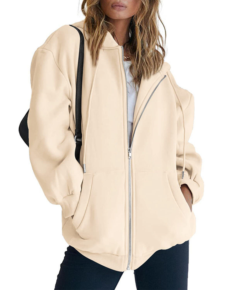 Damen Oversized Kapuzenjacke mit Reißverschluss R&B
