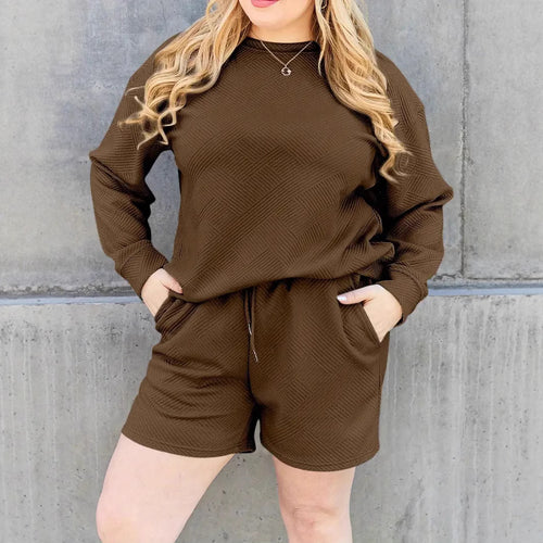 Damen Casual Sweatshirt und Shorts Set R&B