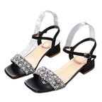 Damen elegante Riemensandalen mit transparentem Obermaterial und glitzernden Perlen R&B