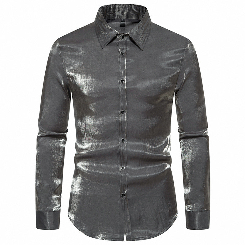 Herren schimmerndes Langarmhemd R&B