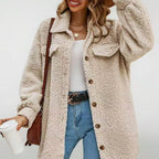 Damen Weiche und kuschelige Oversized-Jacke R&B