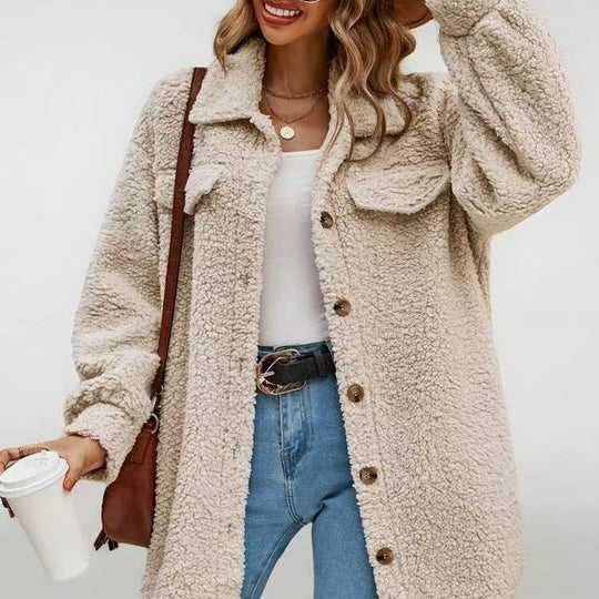 Damen Weiche und kuschelige Oversized-Jacke R&B